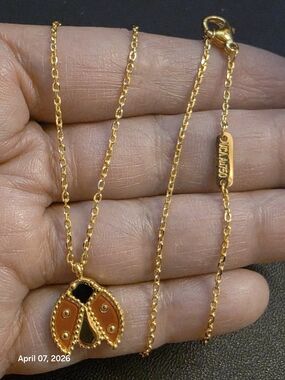 Gold-Tone Red Ladybug Pendant Necklace